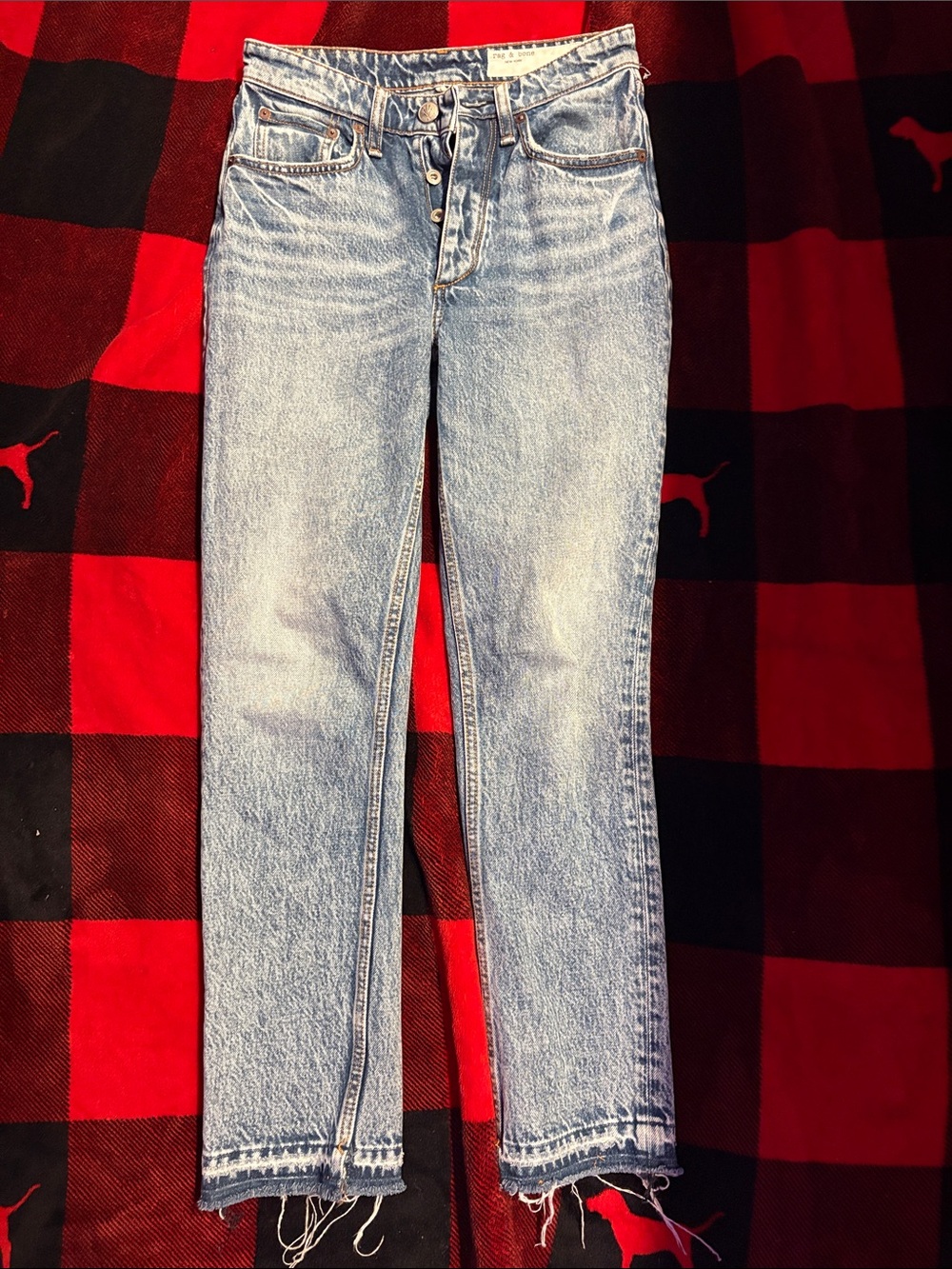 RAG & BOJE NINA HIGH RISE ANKLE CIGARETTE BUTTON FLY JEANS